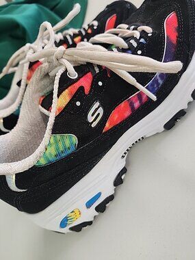 Skechers Women's D'Lites Centennial Sneaker 11617 Black/White/Pink Sz 7